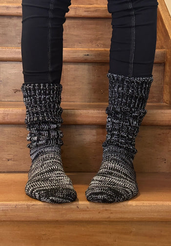 Mongrel Knitted Wool Socks - Black & White