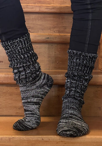 Mongrel Knitted Wool Socks - Black & White