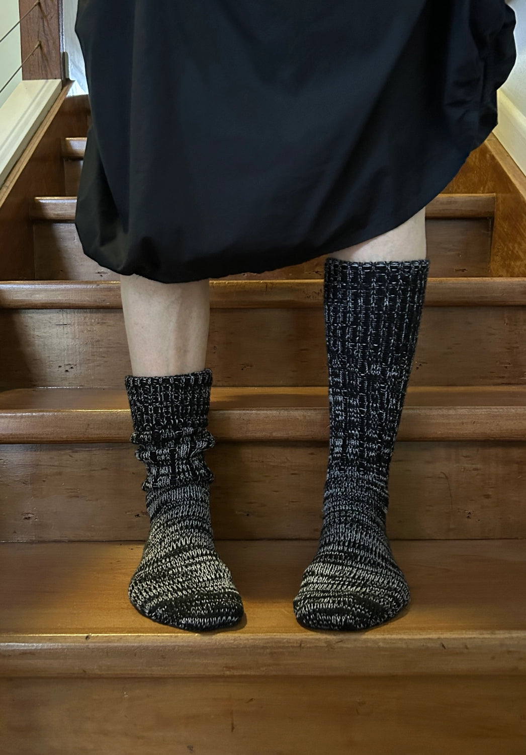 Mongrel Knitted Wool Socks - Black & White