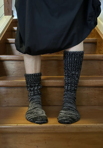 Mongrel Knitted Wool Socks - Black & White