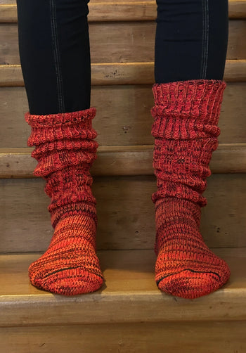Mongrel Knitted Wool Socks - Fire
