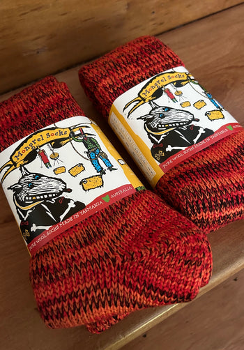 Mongrel Knitted Wool Socks - Fire
