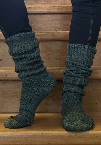 Mongrel Knitted Wool Socks - Forest Greens