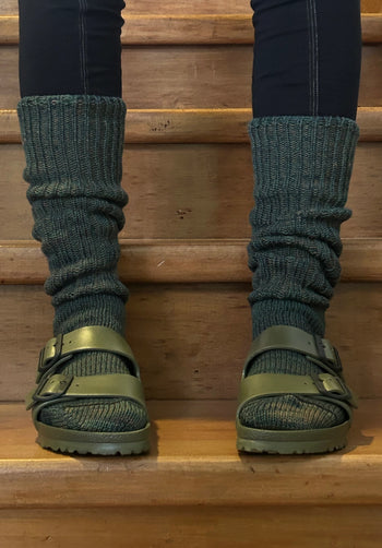 Mongrel Knitted Wool Socks - Forest Greens