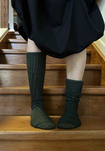 Mongrel Knitted Wool Socks - Forest Greens