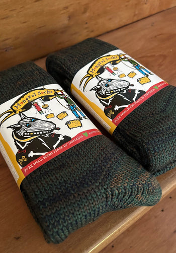 Mongrel Knitted Wool Socks - Forest Greens