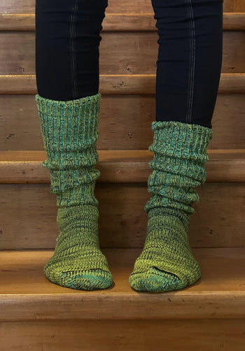 Mongrel Knitted Wool Socks - Lively Greens