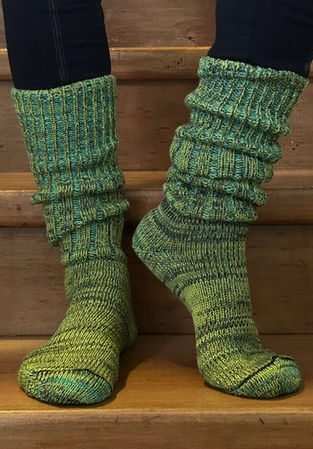 Mongrel Knitted Wool Socks - Lively Greens