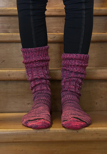 Mongrel Knitted Wool Socks - Mulberry