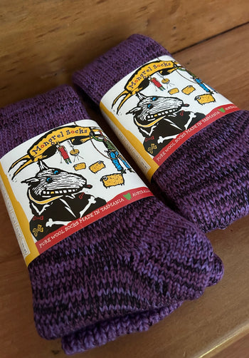 Mongrel Knitted Wool Socks - Purple