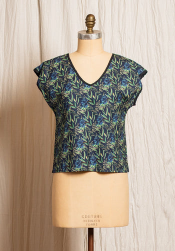 Moonflower top Floral Print Ink