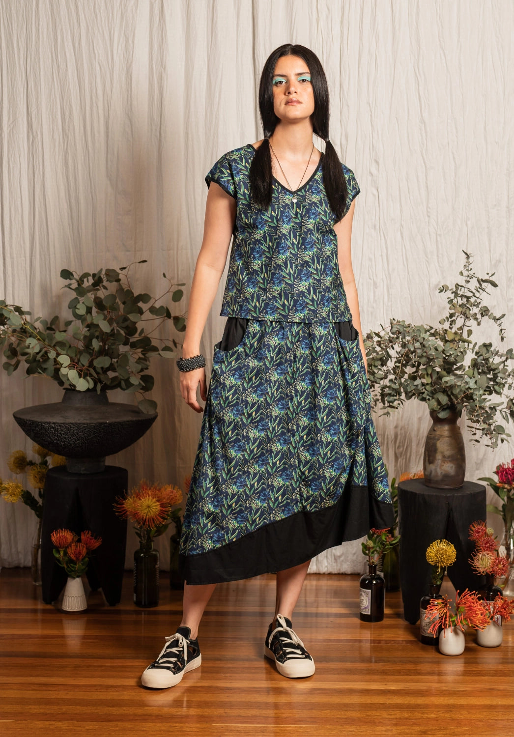 Dixie Skirt Floral Print Ink