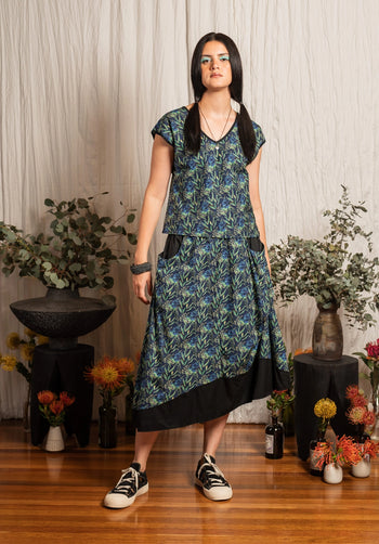 Dixie Skirt Floral Print Ink