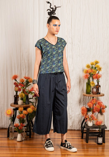 Moonflower top Floral Print Ink