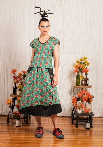 Dixie Skirt Floral Print Turquoise