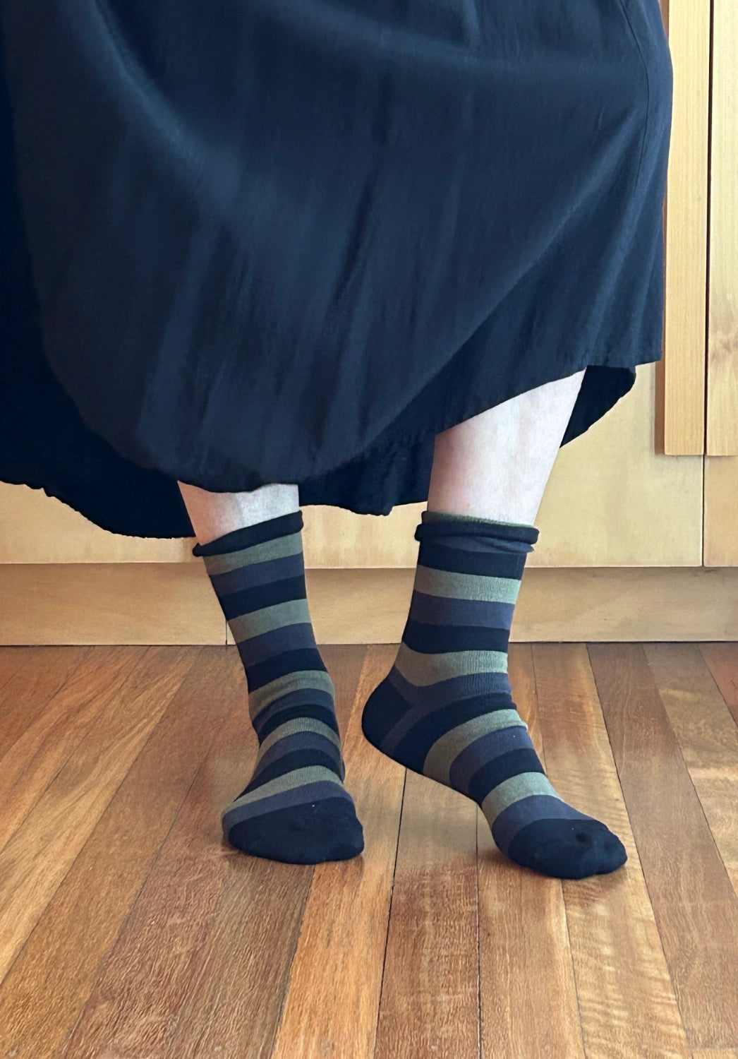 Striped Bamboo Socks - Olive Grove