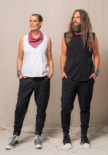 Archie long tank black organic cotton