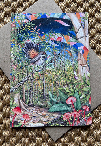 Rufous Fantail and Ruby Bonnets Greeting Card