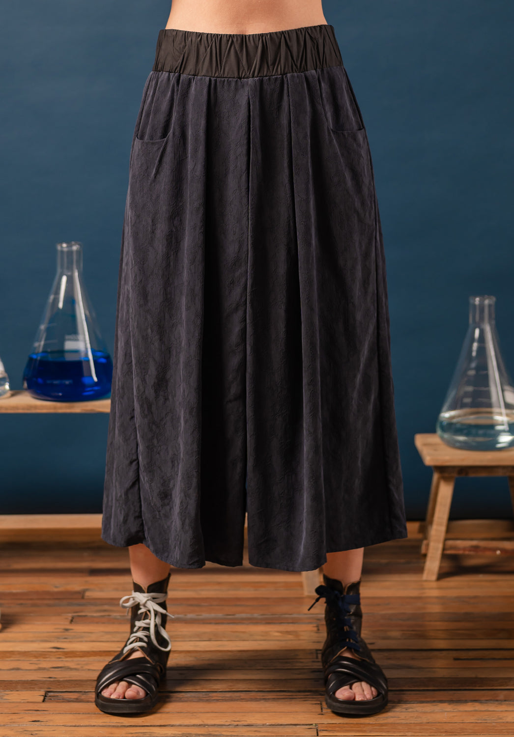 australian made ink japanese cupro womens wide leg pants