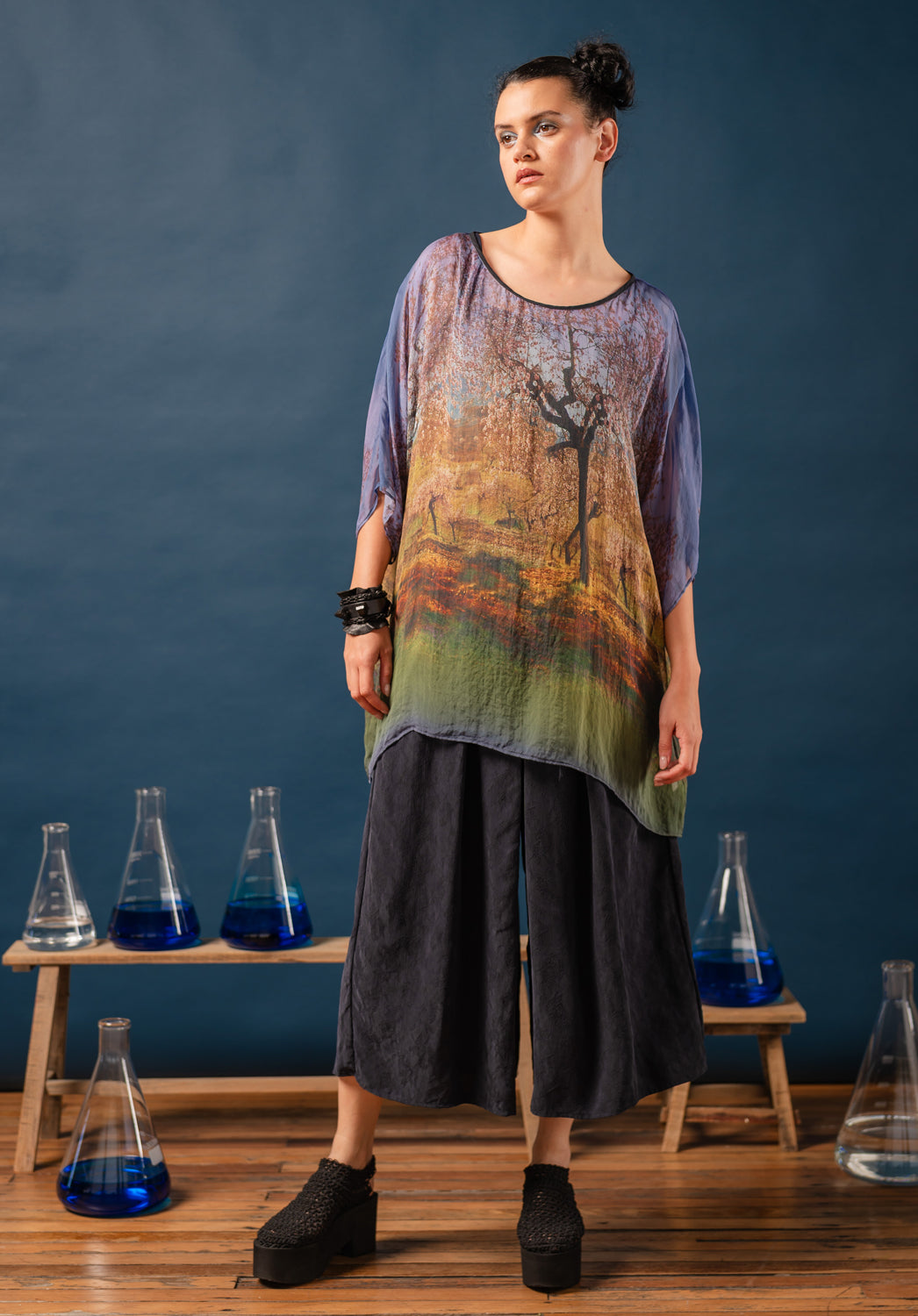 womens wide leg pants 100% made in australia blue