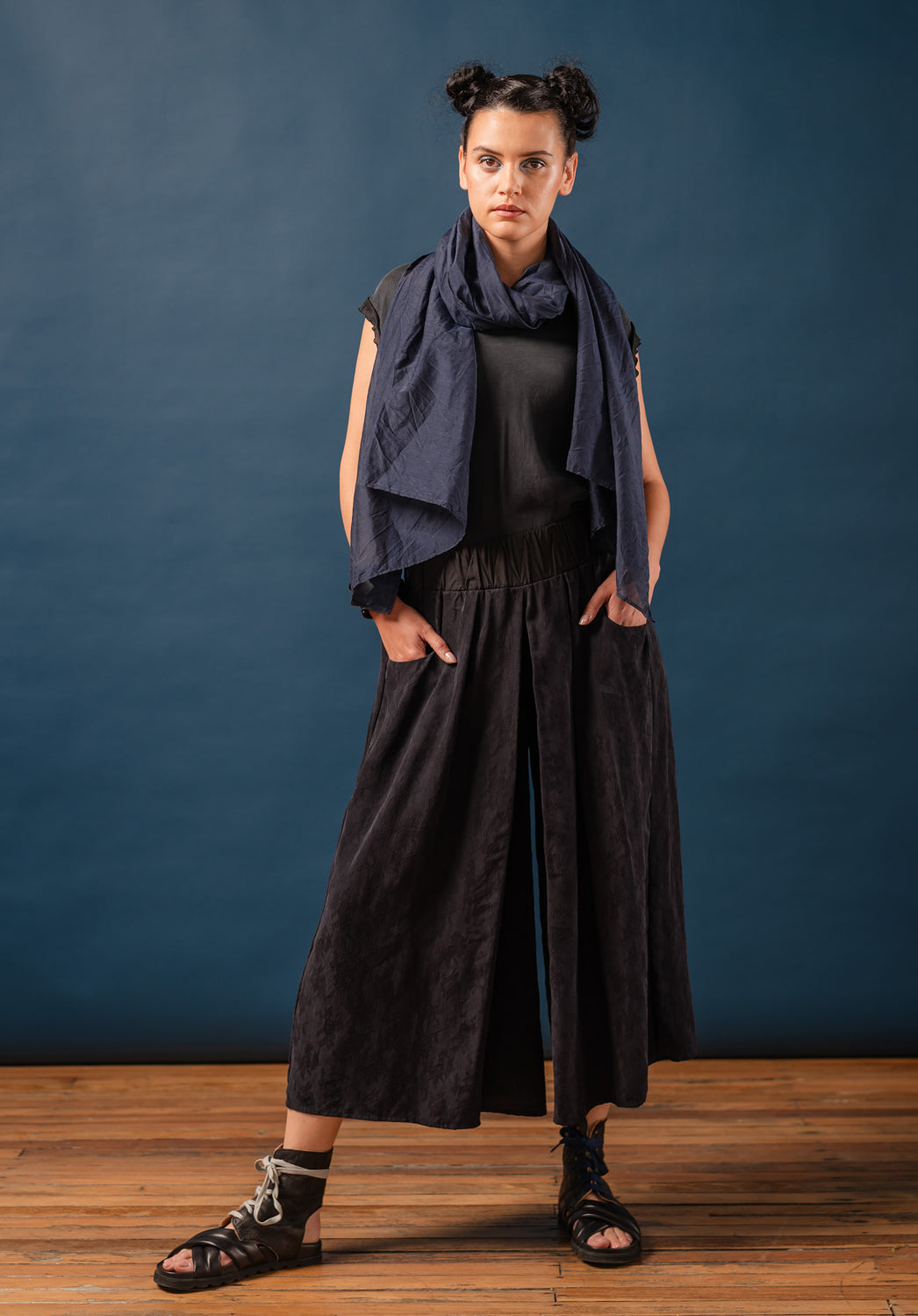 Shallot Culottes Japanese Cupro Midnight