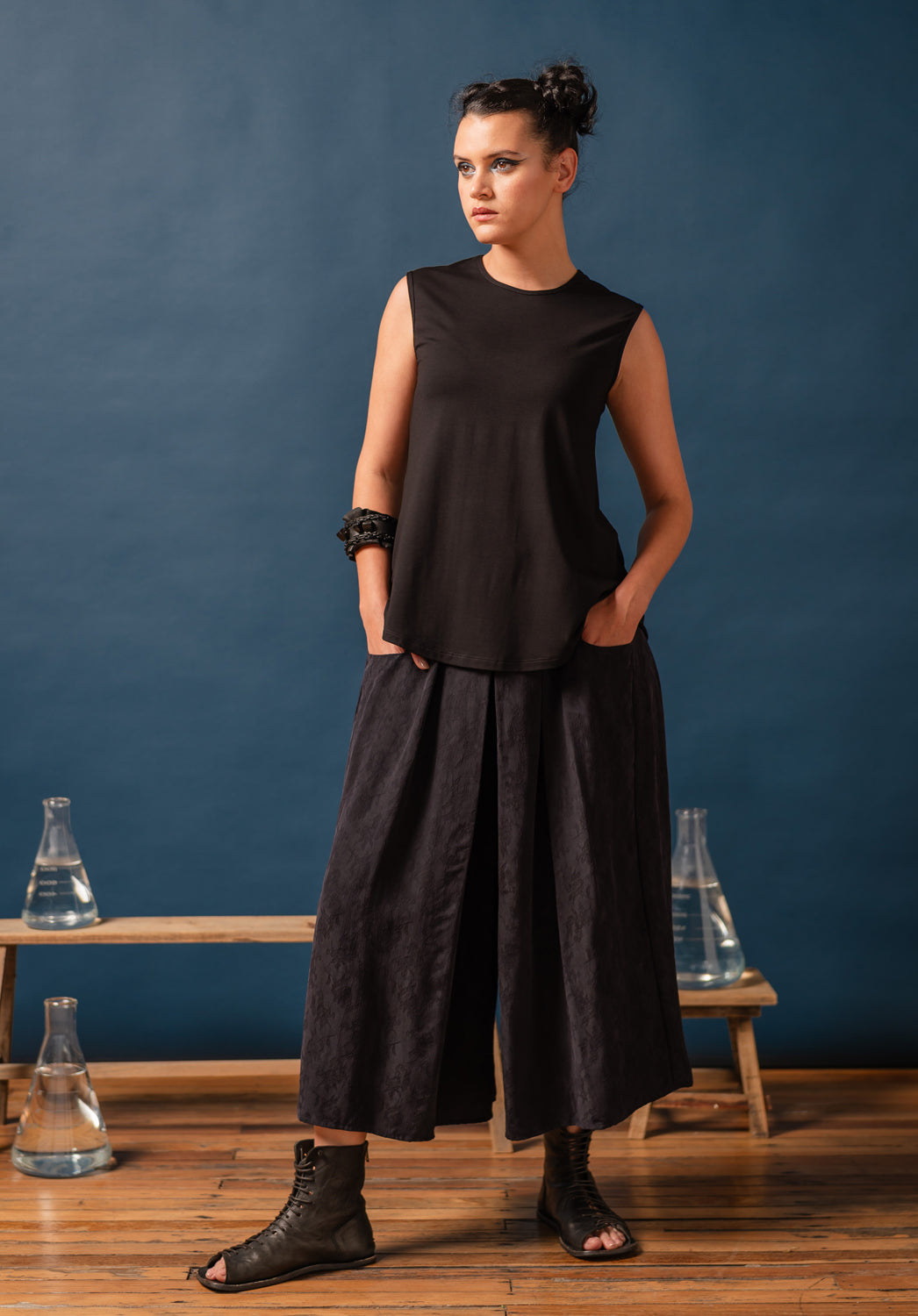 Shallot Culottes Japanese Cupro Midnight
