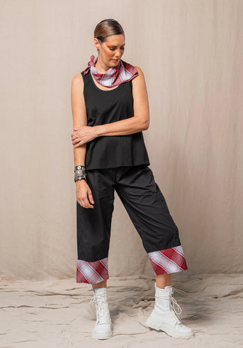 white and black checkered Japanese cotton, crafted into a summer bandana 