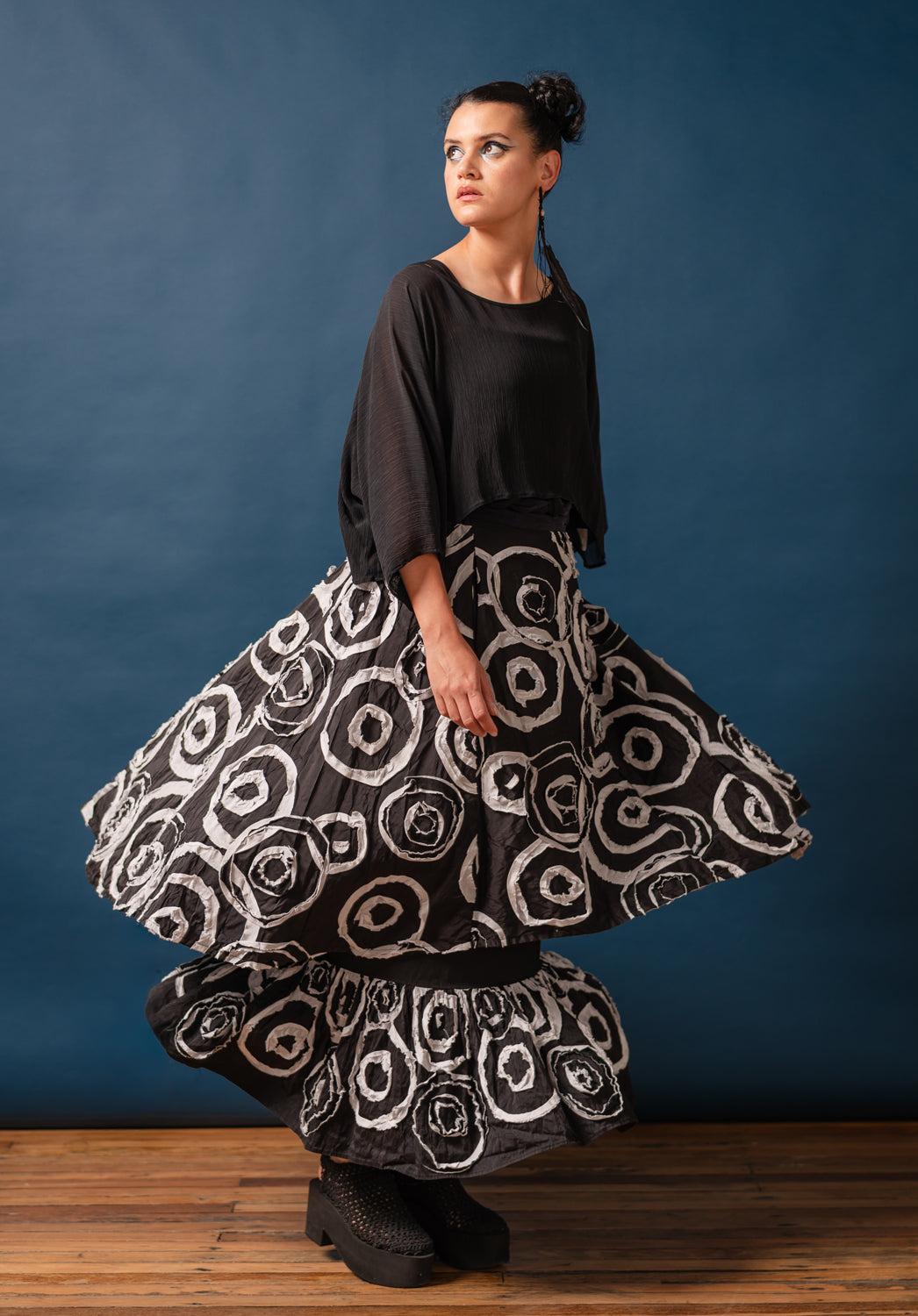 Sustainably produced womens black summer petticoat 