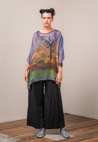 sustainable fashion online, womens printed Italian silk top