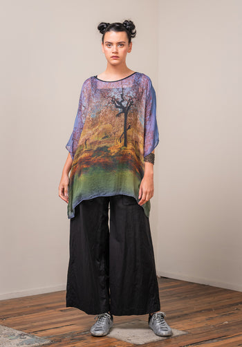 sustainable fashion online, womens printed Italian silk top