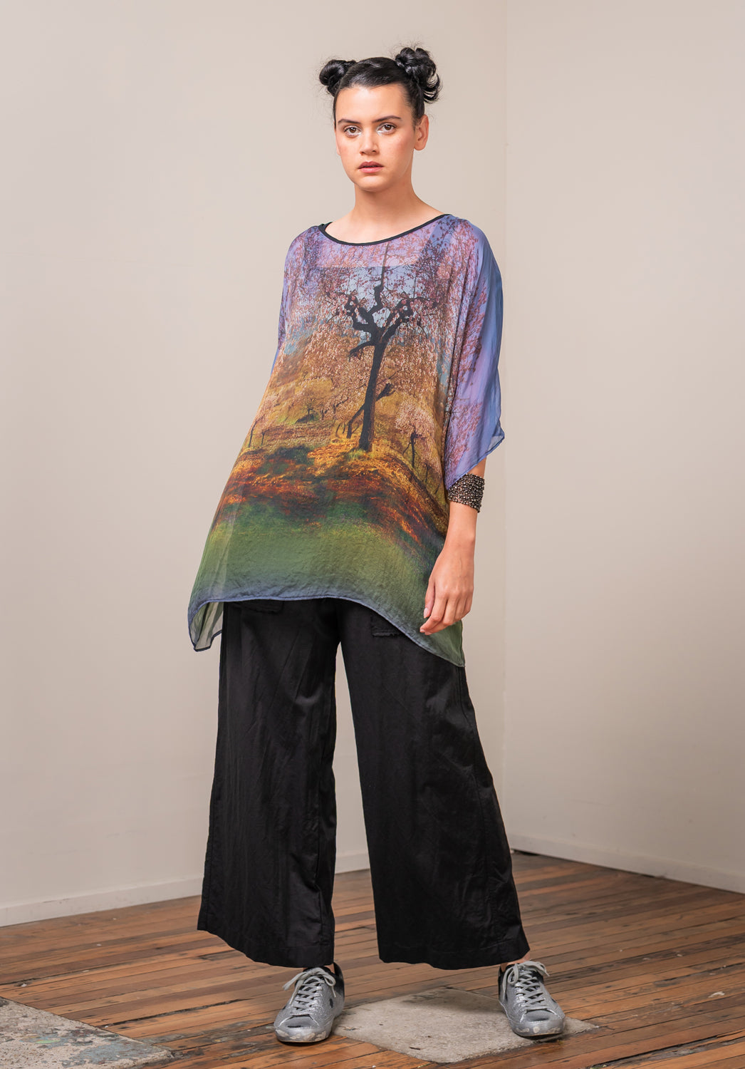 printed italian silk top, 100% made in Australia