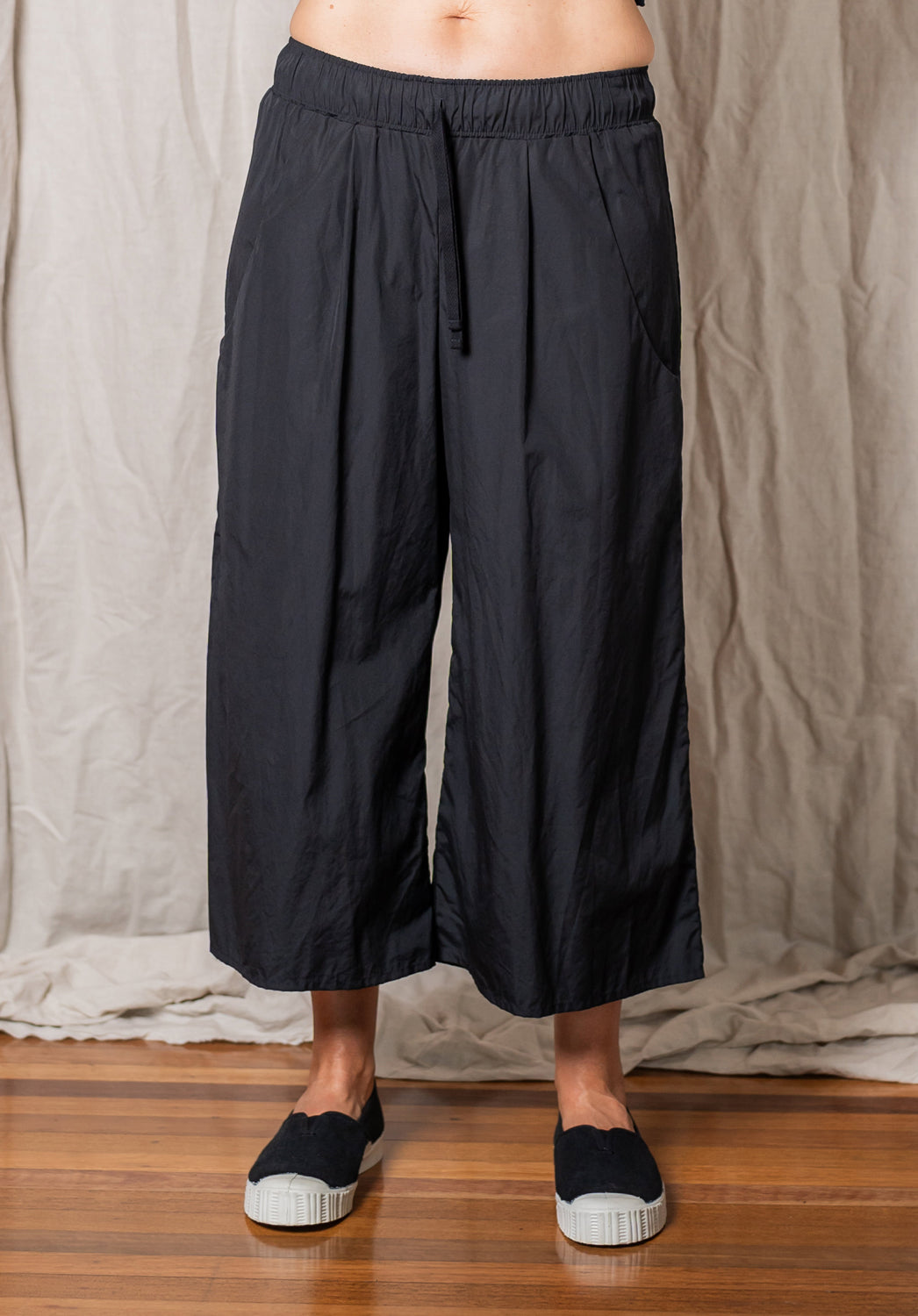 Whisper Culottes Black Japanese Cotton | Australian Made Summer Pants