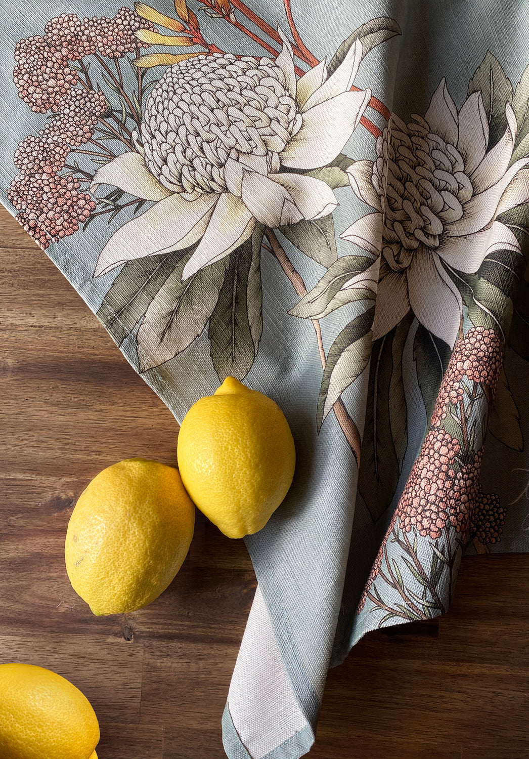 waratah printed tea towel, australian made giftware 