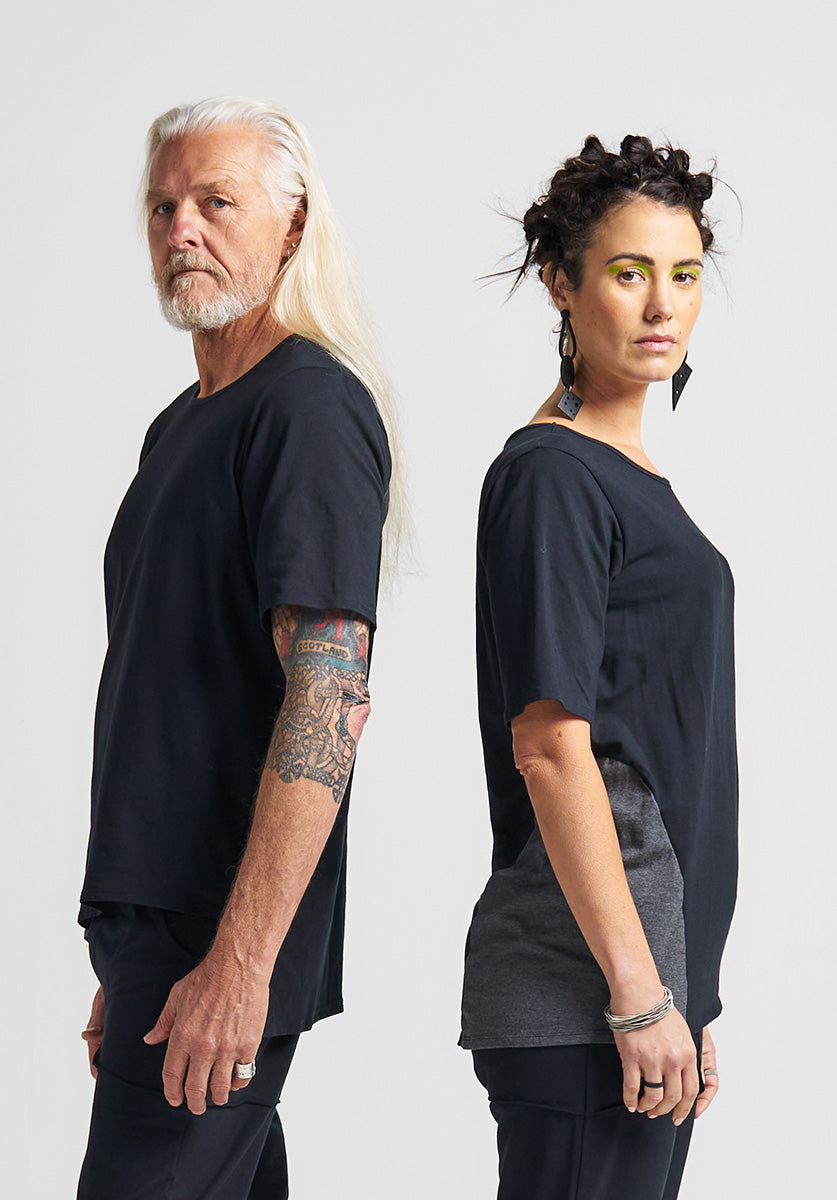 100% australian made black tops, cotton unisex clothing, shop online boutique