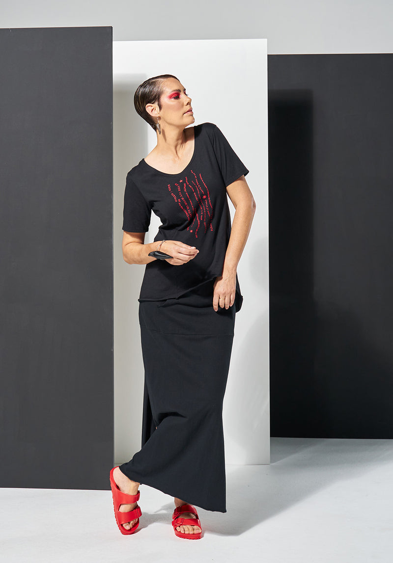 australian made fashion, black print tshirts, shop australian made womens clothing