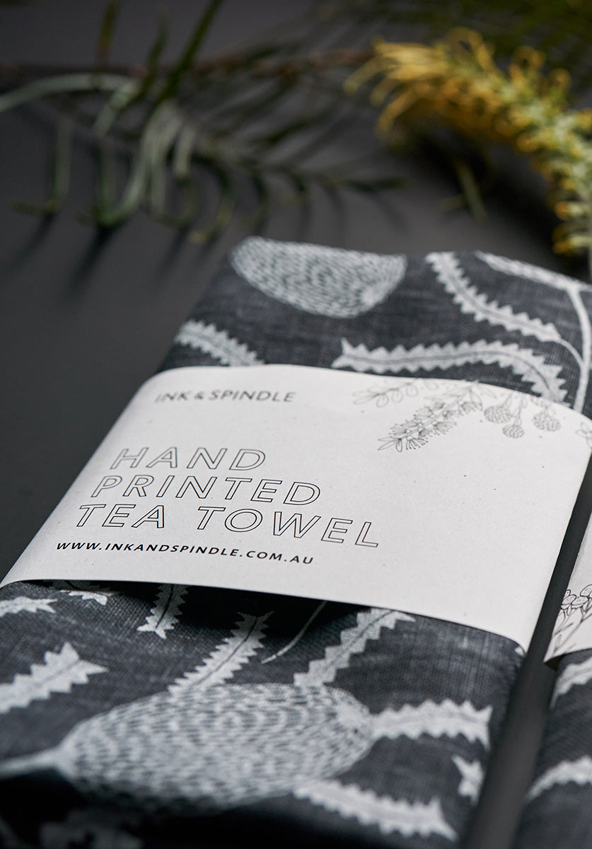 australian made homewares, screen printed linen tea towel