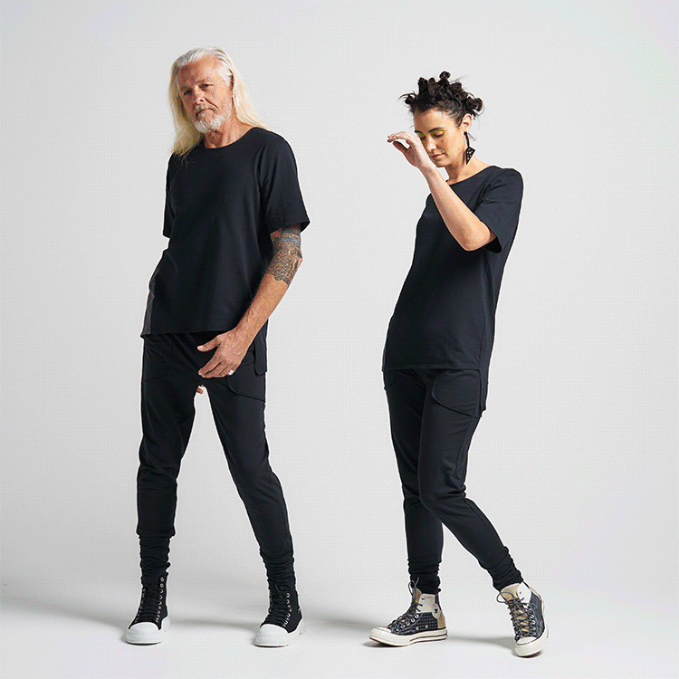 unisex clothing, 100% made in australia tops, black top boutique