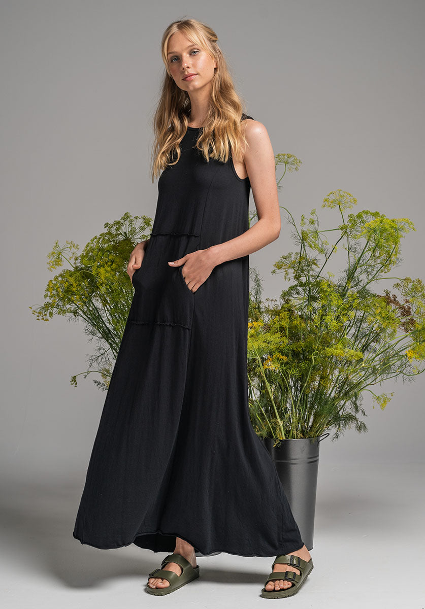 Blythe Maxi dress black organic cotton dresses online Australia