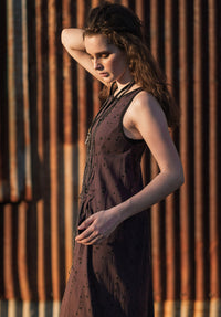 Blythe midi dress blackberry print Sustainable and Ethical Fashion