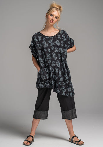 organic fashion, summer pants, black cotton clothes