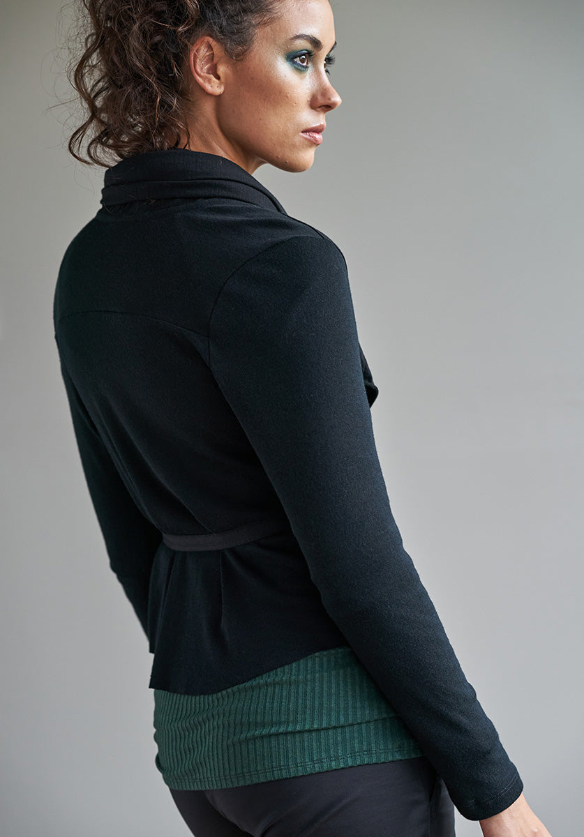 womens jackets, merino cardigan, black woollen clothing
