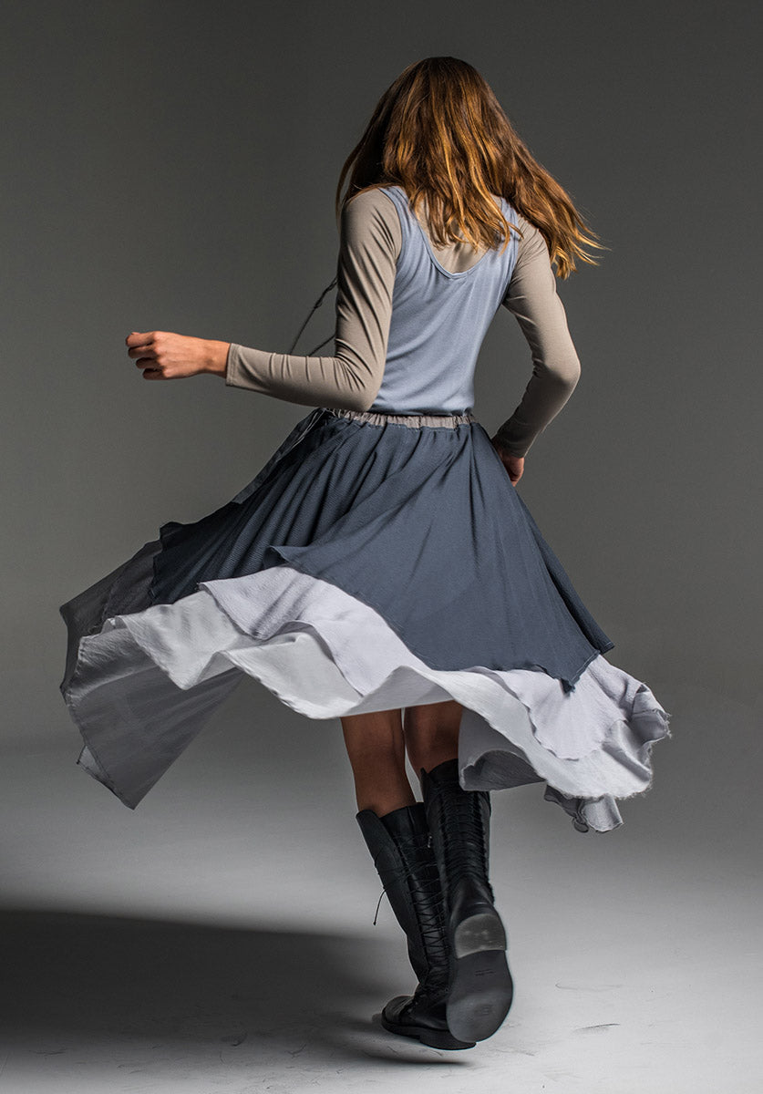 Enigma skirt 3-tier silver/silver/charcoal