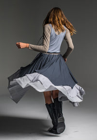 Enigma skirt 3-tier silver/silver/charcoal