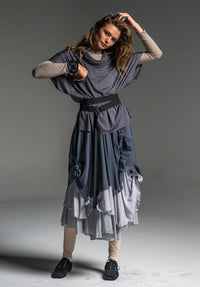 Enigma skirt 3-tier silver/silver/charcoal