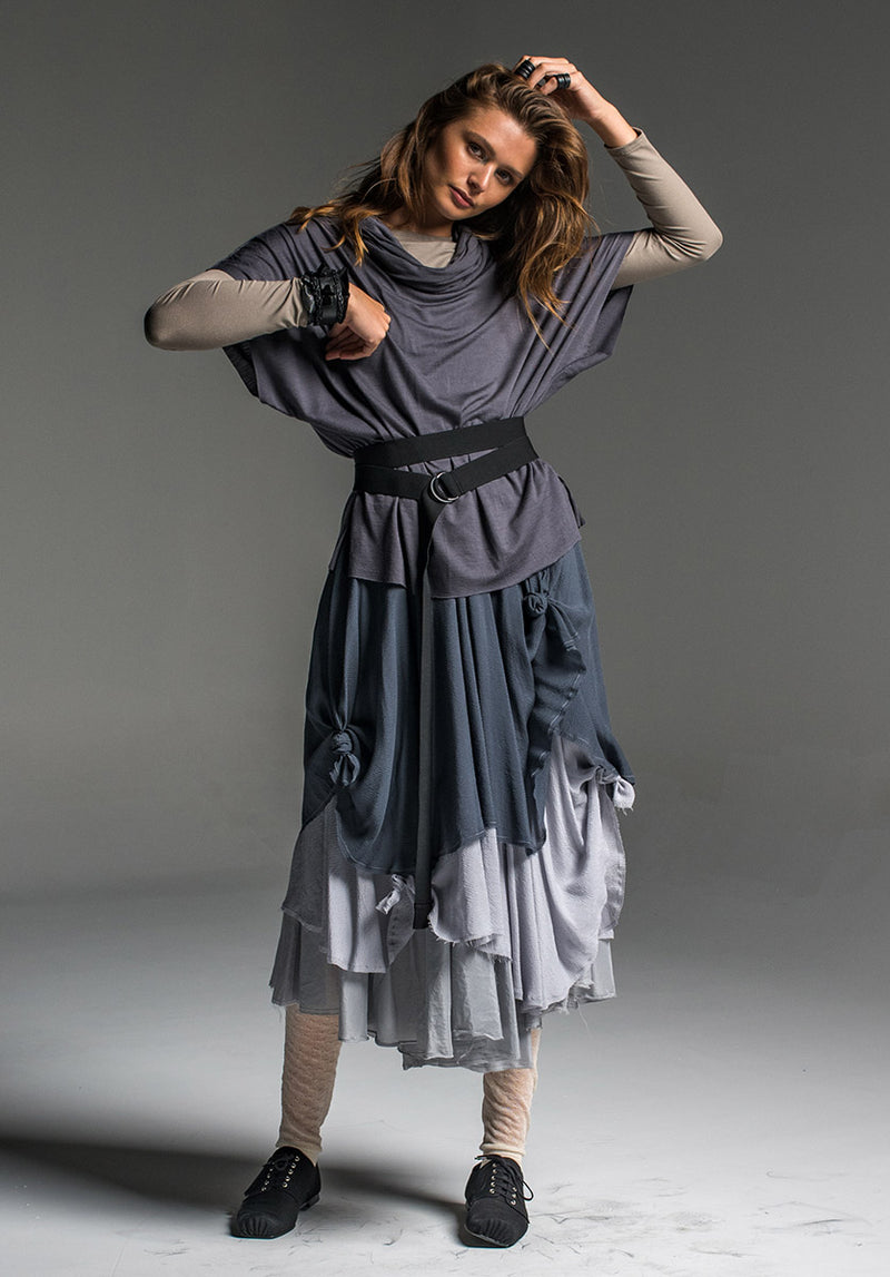 Enigma skirt 3-tier silver/silver/charcoal