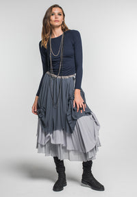 Enigma skirt 3-tier silver/silver/charcoal