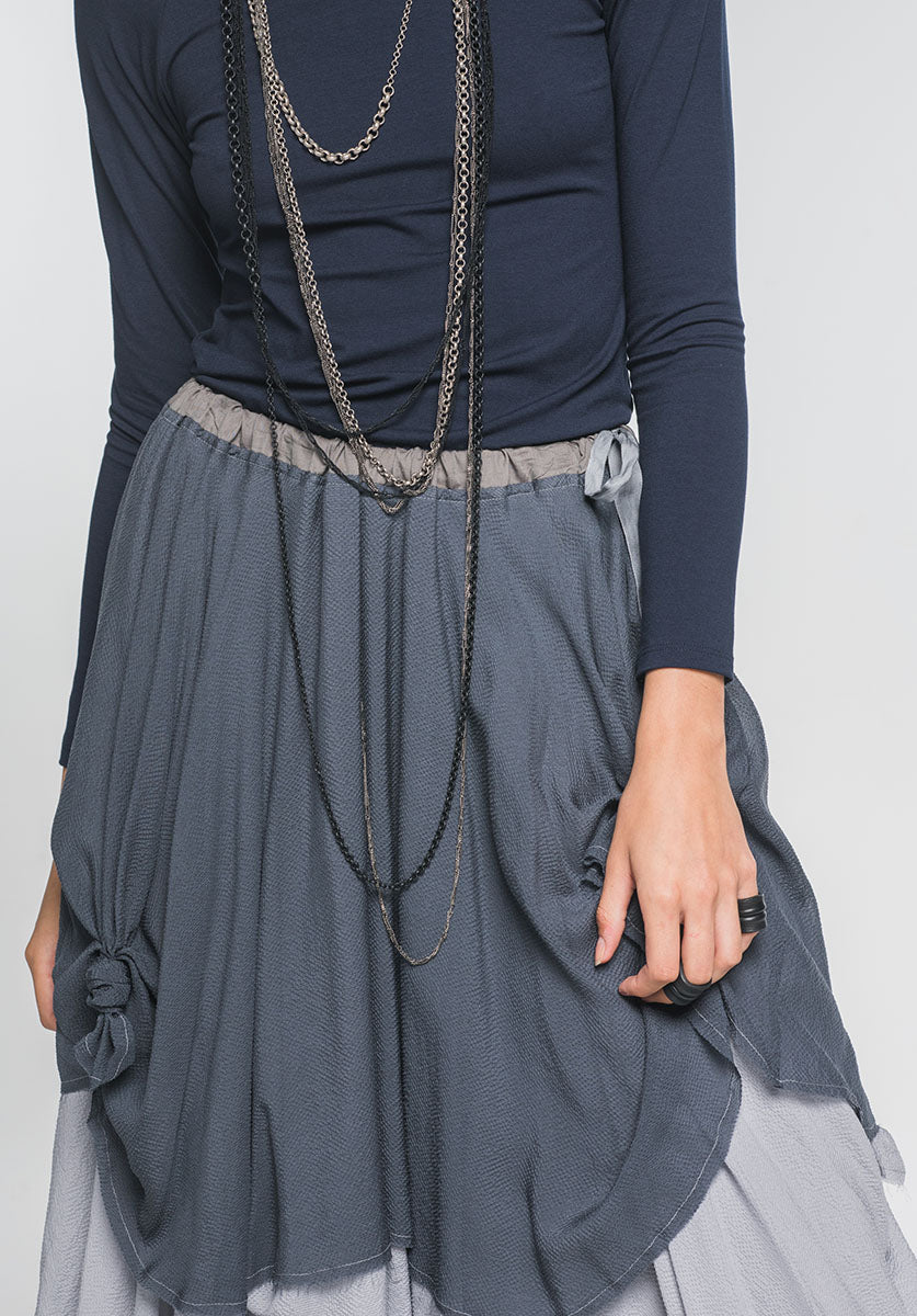 Enigma skirt 3-tier silver/silver/charcoal