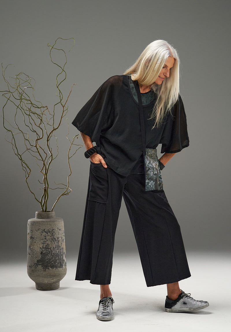 black wide pants, womens bamboo clothes, australian made clothing