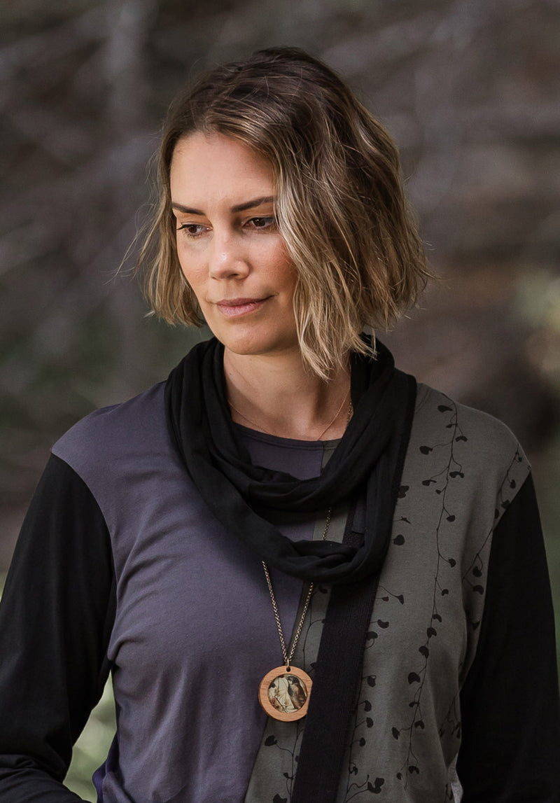 Loopy scarf black superfine cotton scarves Australia