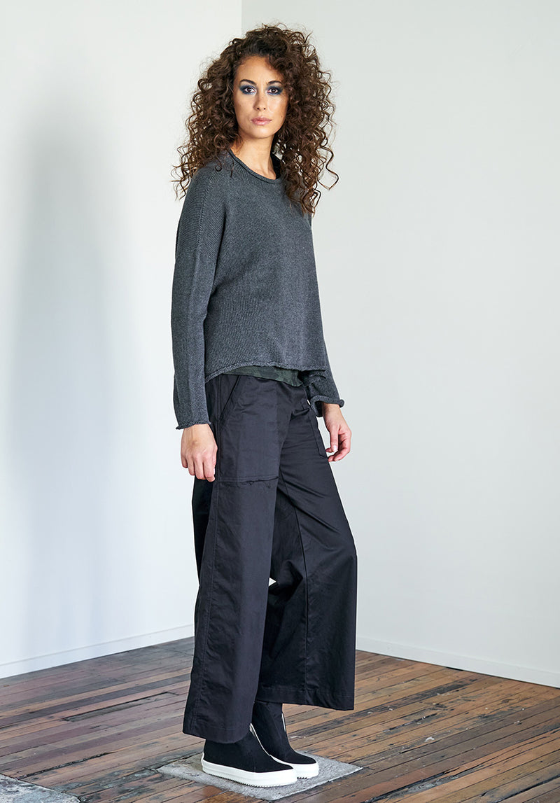 black cotton pants, comfortable womens workwear, wide leg pant